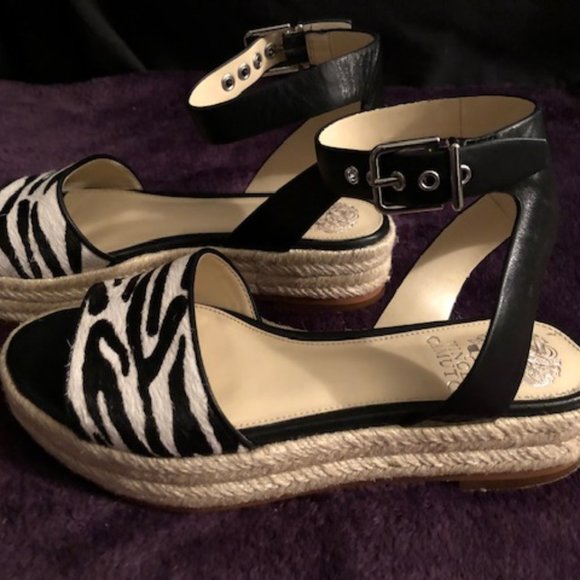 Espadrille Sandals Flatforms Zebra Vince Camuto - Picture 3 of 9